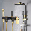 简易明装淋浴方形喷头恒温全铜增压花洒黑色龙头套装家用6001-08