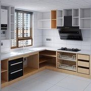 石英石整体橱柜定制厨房家用一体大H理石厨柜整体橱柜成品定