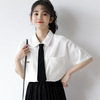 上衣学院风雪纺2022韩版短袖夏季衬衫白色衬衣宽松jk制服日系