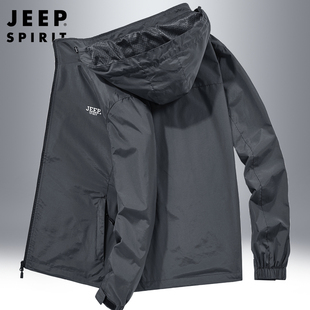 jeep吉普男士外套春秋，款中老年爸爸春装，男式薄款宽松休闲运动夹克