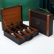 四支拉菲盒皮盒包装盒红酒礼盒通用定制葡萄酒4红酒手提黑色瓶装