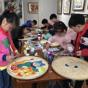 手工竹编织品幼儿园学生，绘画表演环创装饰道具圆形簸箕农家用晾晒