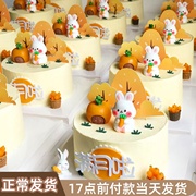 兔宝宝周岁生日蛋糕装饰宝宝满月甜品台配件插牌可爱小兔子摆件