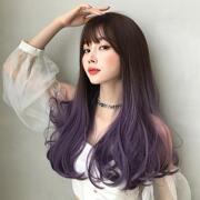 假发女长长发自然渐变卷发头套，网红全lolita紫色，彩色直发蓬松整.
