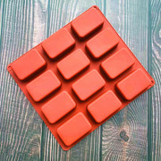 12连圆角长方块硅胶蛋糕模手工皂模DIY面包模创意糕点模具 耐高温