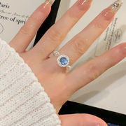 海蓝宝珍珠戒指女小众设计素圈戒指女轻奢，高级感尾戒时尚食指环女