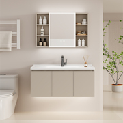 陶尔曼奶油风蜂窝铝浴室柜陶瓷一体盆现代简约洗手洗脸盆柜组合