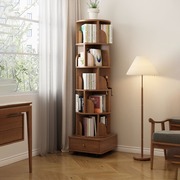 旋转书架儿童家用书柜客厅实木收纳置物架落地可移动小书架储物柜