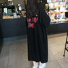 2024夏季韩国东大门字母，宽松大码蝙蝠袖长款短袖，t恤裙连衣裙女棉