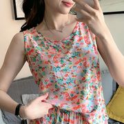 人造棉绸背心女无袖上衣海边度假内搭外穿打底碎花小衫短款睡衣夏