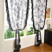 美式田园窗纱法式卧室落地窗橱窗窗帘成品纱帘定制款式免打孔加工
