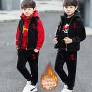 男童秋冬装加绒加厚三件套儿童休闲中大童卫衣套装运动中国风