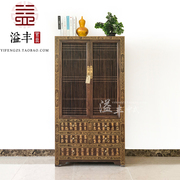 新中式仿古家具实木带门书柜书架自由组合描金两门书橱特色储物柜