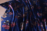 数码喷绘印花蓝色真丝绒面料裙子真丝乔绒布料1.4米宽丝绒布