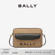 bally巴利女士bar棕色，皮革帆布斜挎包6304577