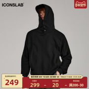 iconslab解构蝙蝠袖连帽卫衣，男美式高街设计感帽衫潮牌外套秋季