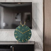 大理石现代简约座钟北欧桌面时钟客厅家用摆放坐钟摆台式钟表