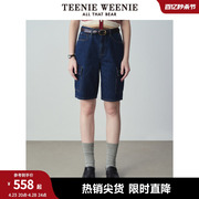 TeenieWeenie小熊2024年夏季高腰牛仔裤中裤短裤宽松时尚女士