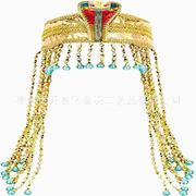 万圣节埃及艳后头饰，女式埃及服装，配饰金色串珠头带法老