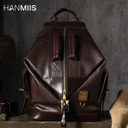 hanmiis头层牛皮大容量双肩，包旅行袋包全真皮男士背包书包