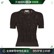 香港直邮fendi女士黑色，棉质针织圆领t恤fzx641-af4t-f0gme