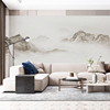 8d现代新中式电视背景墙，山水画壁纸壁画客厅沙发，无纺布墙纸3d墙布