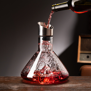 水晶瀑布红酒醒酒器家用高档冰山快速分酒器，扎壶瓶玻璃红酒杯套装