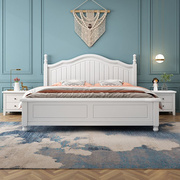 美式家具实木床现代简约白色，1.5米主卧单双人床1.8米公主床