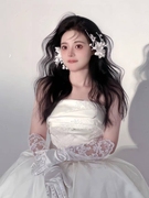 新娘头饰韩式高级花朵边夹森系超仙头花发夹结婚纱礼服造型配饰品