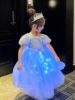 小女孩会发光的公主裙夜光小朋友蓝色连衣裙女童儿童生日六一礼服