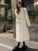 长款白色呢子大衣女毛呢外套2023秋冬季韩系小个子高级感今年流行