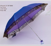 三折十骨加大蕾丝绣花雨伞中老年，妇女晴雨两用伞，轻巧复古风遮阳伞