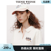 teenieweenie小熊polo衫短袖，t恤多巴胺白色，宽松上衣ins风女士时尚