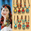 民族风西藏族复古流苏头饰额饰波，西米亚锁骨项链吊坠旅拍发饰品女