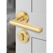 门把手黑色卧室门锁，室内家用通用型厕所实木锁具，静音房间金色门锁