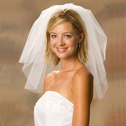 结婚新娘短款网纱多层硬纱白色珍珠头饰旅拍蓬蓬百搭婚纱森系头纱