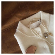 外贸原单荷兰单北欧(单北欧)秋冬女士纯色百搭通勤圆领羊绒针织毛衣开衫
