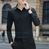 衬衫男长袖加绒保暖韩版修身黑色寸衫上班职业正装商务男士白衬衣