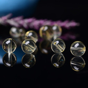 手工天然水晶柠檬黄水晶，散珠子串珠，手链手珠圆珠材料配件配饰