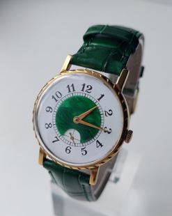 乌克兰watch▼古着经典，20世纪80年代孔雀石男士，镀金机械手表