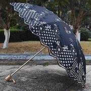 黑色高档刺绣花蕾丝，太阳伞双层黑胶，防紫外线防晒遮阳晴雨两用洋伞