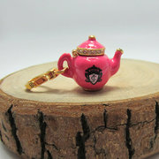 时尚可爱   枚红色可开盖茶壶  项链 手链 吊坠-J8018
