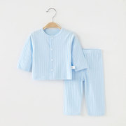 婴儿衣服薄款分体开衫，夏季套装长袖男女，宝宝纯棉居家空调服睡衣