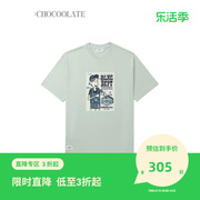 CHOCOOLATE男宽松短袖T恤2024春季美式复古卡通印花1437