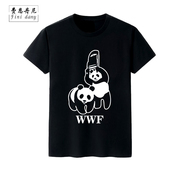 WWF熊猫恶搞美国职业摔角搞笑T恤男夏宽松纯棉短袖学生t恤