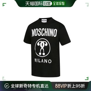 香港直邮MOSCHINO 女士黑色双问号印花短袖长款T恤 A0717-0540-15