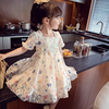女童公主裙夏季儿童裙子韩版洋气蝴蝶蕾丝裙女孩泡泡袖连衣裙