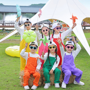 六一儿童糖果色背带裤啦啦操演出服幼儿园小学生运动会开幕式队服