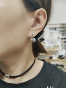 高级感优雅气质灰色珍珠耳环925银针小众设计感时尚耳钉耳扣