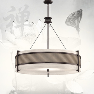 新中式客厅圆形吊灯现代简约吧台，餐厅餐桌卧室中国风禅意茶室灯具